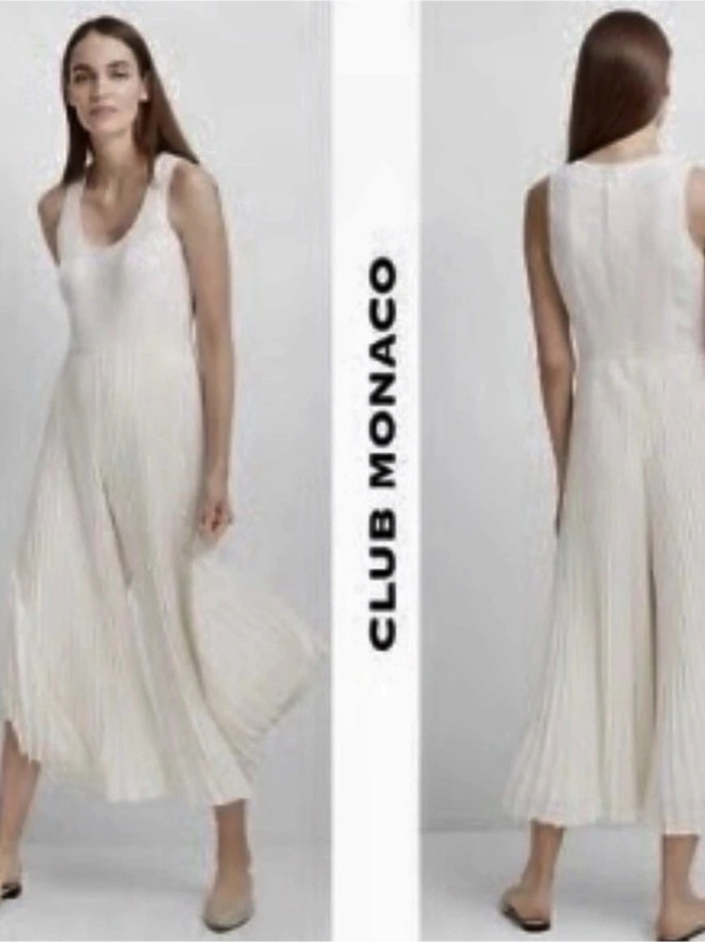 Club Monaco Pleated Jumpsuit in Cream Size 2 Like New